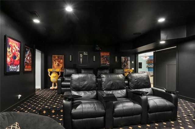 2807 W 50th Ter, Westwood, KS 66205 - carpeted cinema featuring baseboards and recessed lighting