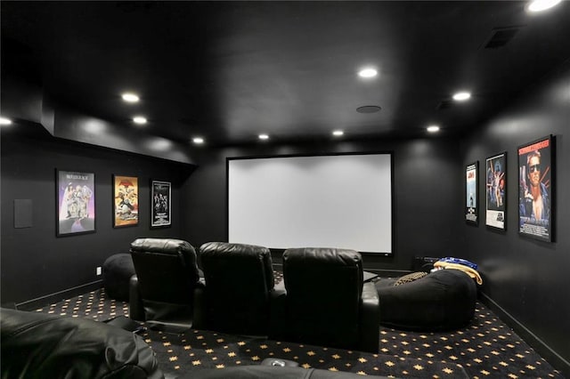 2807 W 50th Ter, Westwood, KS 66205 - cinema room with carpet flooring, baseboards, and recessed lighting