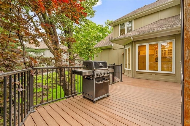 8407 W 141st St, Overland Park, KS 66223 - wooden terrace featuring a grill
