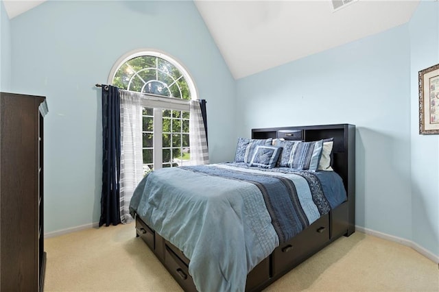 22614 W 46th Ter, Shawnee, KS 66226 - bedroom featuring carpet flooring, baseboards, and high vaulted ceiling