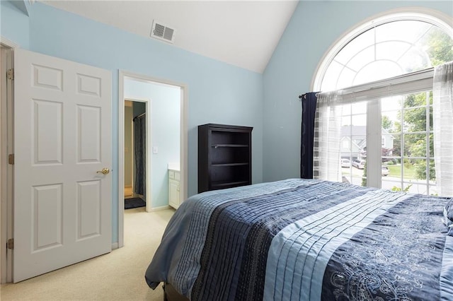 22614 W 46th Ter, Shawnee, KS 66226 - bedroom featuring light carpet and vaulted ceiling