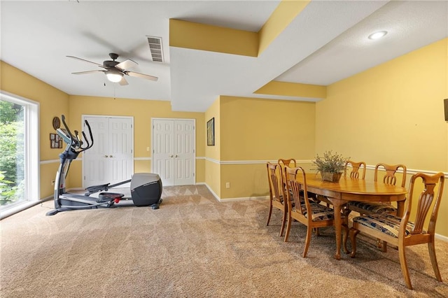 22614 W 46th Ter, Shawnee, KS 66226 - carpeted dining area with ceiling fan and baseboards