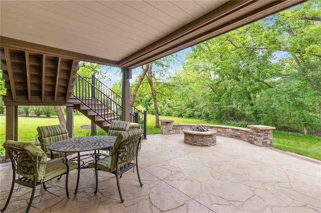 22614 W 46th Ter, Shawnee, KS 66226 - view of patio / terrace with stairs and an outdoor fire pit