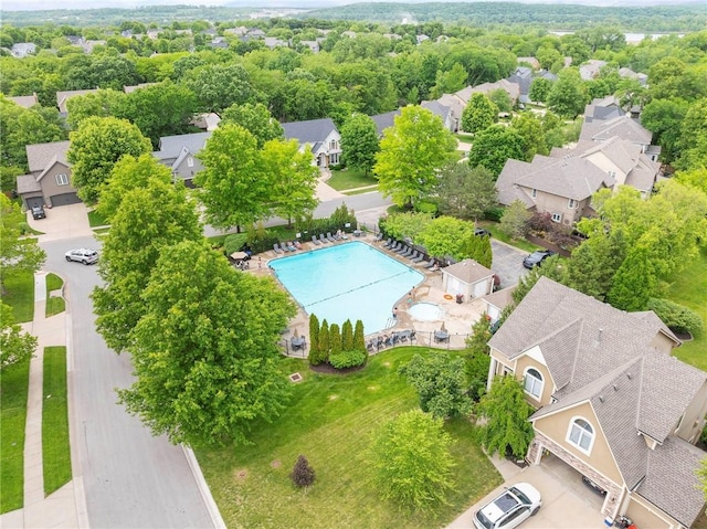 22614 W 46th Ter, Shawnee, KS 66226 - aerial view of residential area featuring a pool area