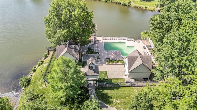 2007 NE Newport Ct, Blue Springs, MO 64014 - view from above of property with a large body of water