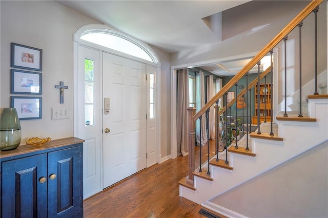 2007 NE Newport Ct, Blue Springs, MO 64014 - foyer entrance with stairway and wood finished floors