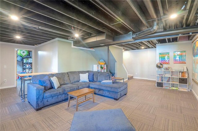 2007 NE Newport Ct, Blue Springs, MO 64014 - carpeted living room featuring baseboards
