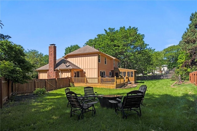 view of yard with a deck