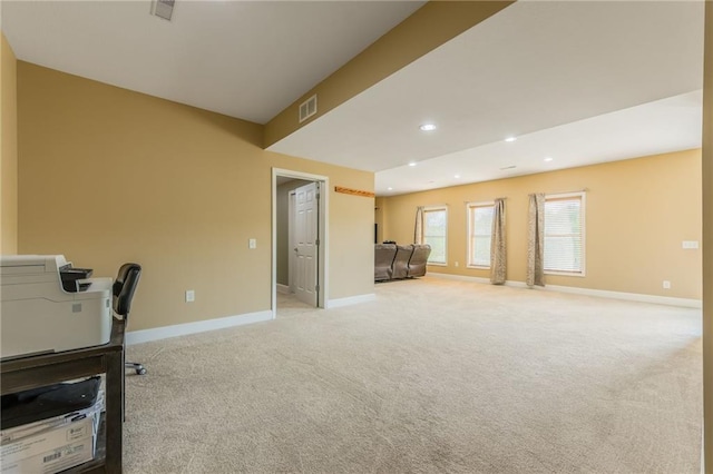 23780 Moberly Rd, Polo, MO 64671 - office area featuring baseboards, light colored carpet, and recessed lighting
