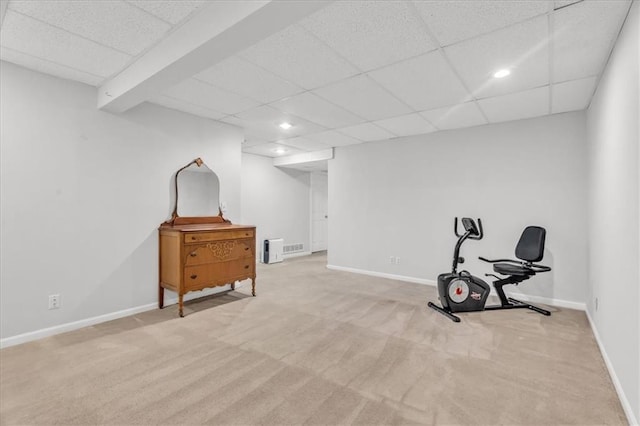 11065 W 98th St, Overland Park, KS 66214 - exercise area featuring carpet floors, a drop ceiling, and recessed lighting