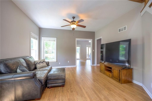 1906 Blackbird Cir, Kearney, MO 64060 - living room with ceiling fan and light wood finished floors
