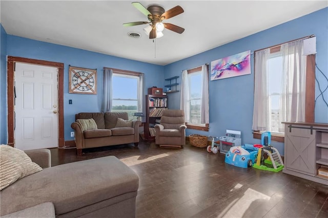 1332 Clark Rd, Williamsburg, KS 66095 - living room with ceiling fan and wood finished floors