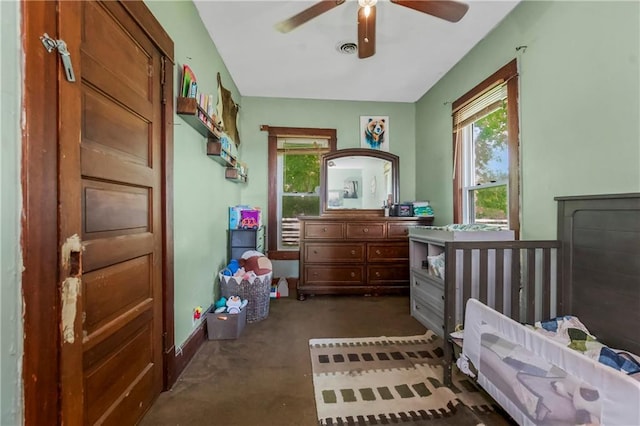 1332 Clark Rd, Williamsburg, KS 66095 - bedroom featuring dark colored carpet and a ceiling fan