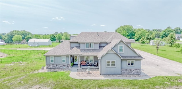 4000 S Buckner Tarsney Rd, Grain Valley, MO 64029 - view of front facade featuring stone siding, roof with shingles, and stucco siding
