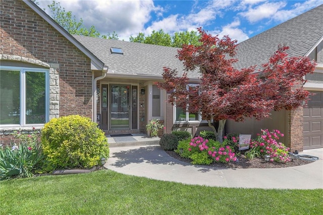 1407 SW Meyer Blvd, Blue Springs, MO 64015 - doorway to property with stone siding and a shingled roof