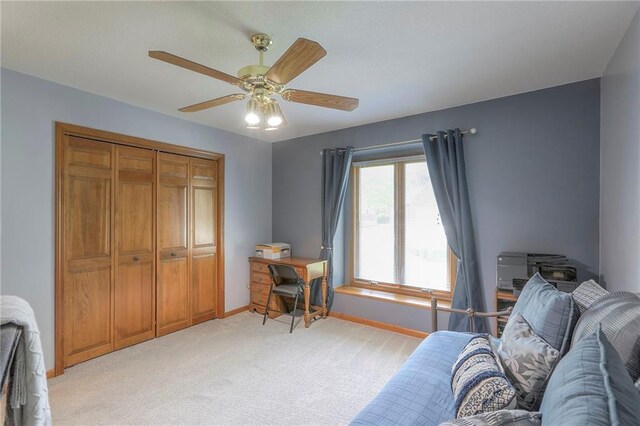 1407 SW Meyer Blvd, Blue Springs, MO 64015 - office featuring light colored carpet, baseboards, and a ceiling fan