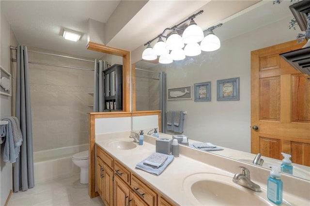 1407 SW Meyer Blvd, Blue Springs, MO 64015 - bathroom with tile patterned flooring, double vanity, toilet, and washtub / shower combination