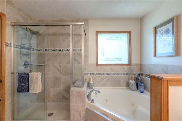 1407 SW Meyer Blvd, Blue Springs, MO 64015 - full bath with a shower stall, a whirlpool tub, and a textured ceiling