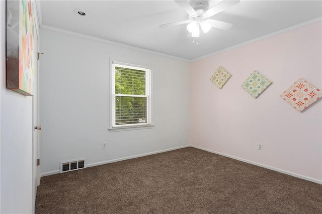 10234 Monrovia St, Lenexa, KS 66215 - unfurnished room with ceiling fan, carpet, ornamental molding, and baseboards