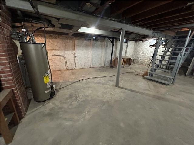unfinished below grade area with water heater