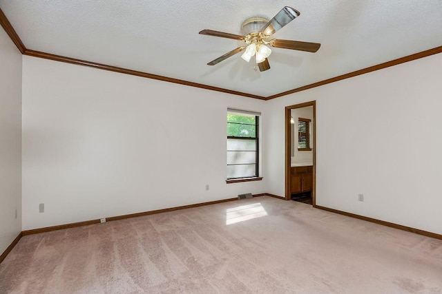 5004 S Kendall Dr, Independence, MO 64055 - spare room with light carpet, crown molding, and a ceiling fan