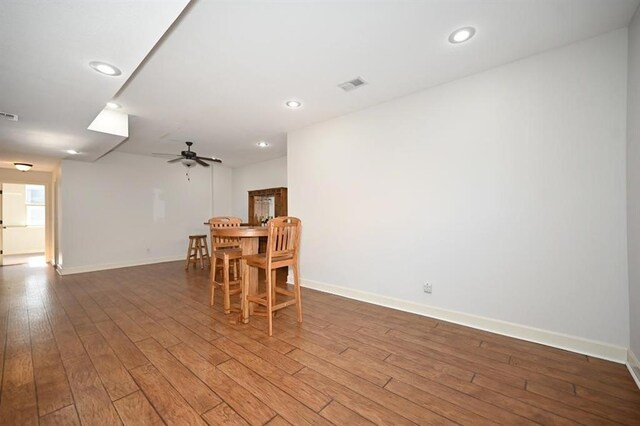 15790 NW 125th St, Platte City, MO 64079 - dining space featuring ceiling fan, hardwood / wood-style floors, baseboards, and recessed lighting