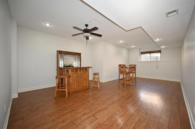 15790 NW 125th St, Platte City, MO 64079 - empty room featuring a dry bar, wood finished floors, a ceiling fan, baseboards, and recessed lighting