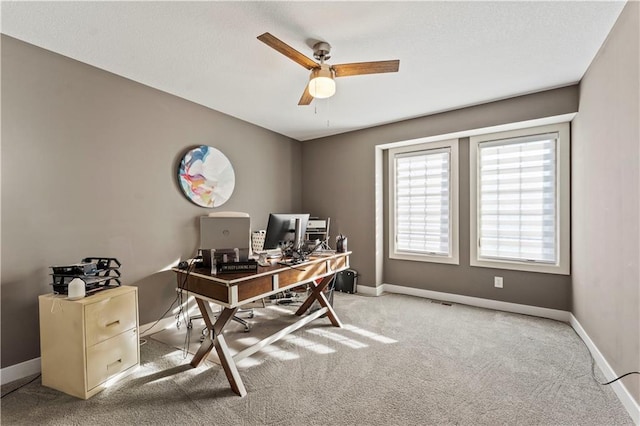 4108 NW 76th St, Kansas City, MO 64151 - office featuring carpet flooring, a ceiling fan, and baseboards