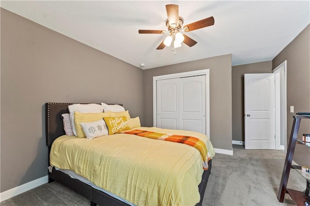 4108 NW 76th St, Kansas City, MO 64151 - carpeted bedroom featuring a closet, baseboards, and a ceiling fan