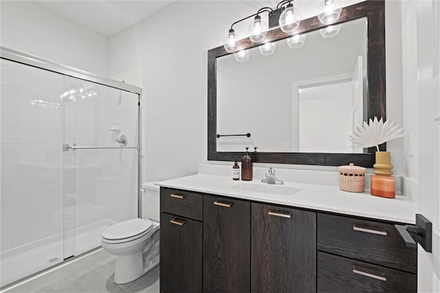 15932 W 171st Ter, Olathe, KS 66062 - full bathroom with vanity, a shower stall, toilet, and tile patterned flooring
