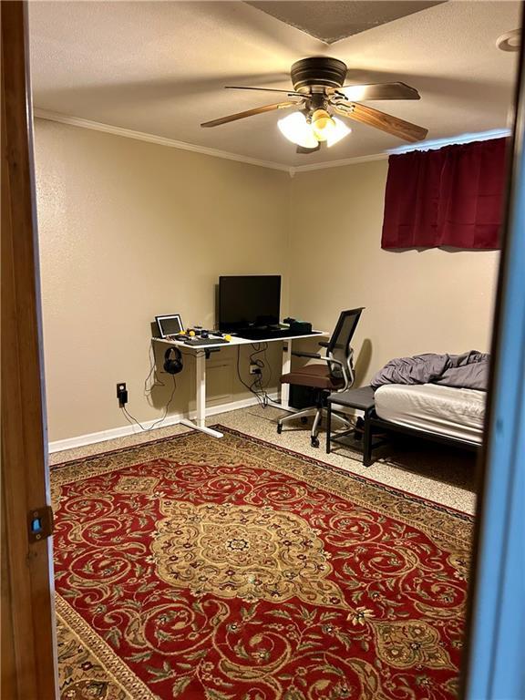 102 Willow Pt, Lansing, KS 66043 - office featuring ornamental molding, baseboards, and a ceiling fan