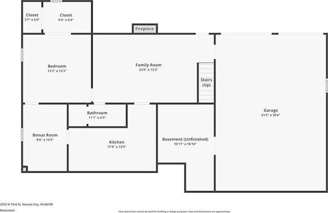 2532 N 73rd St, Kansas City, KS 66109 - floor plan / room layout