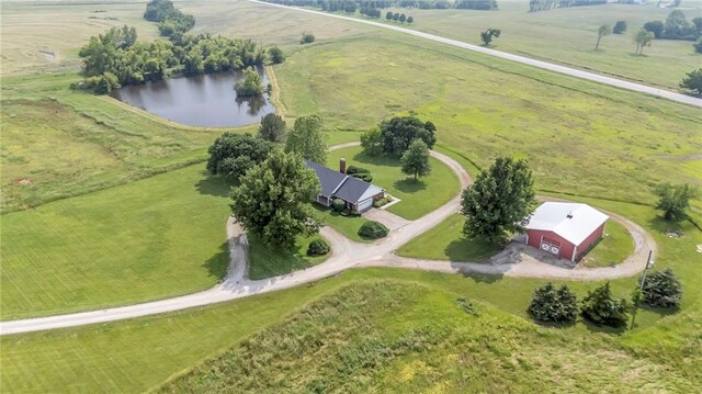 28210 Hedge Ln, Paola, KS 66071 - aerial view of sparsely populated area featuring a large body of water and agricultural land