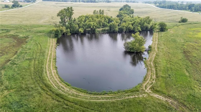 28210 Hedge Ln, Paola, KS 66071 - aerial overview of property's location featuring a nearby body of water and rural landscape