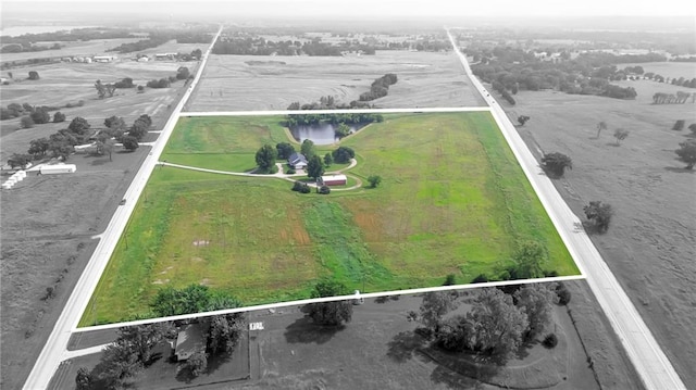 28210 Hedge Ln, Paola, KS 66071 - aerial view of sparsely populated area with property parcel outlined