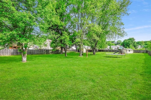 view of yard with a playground