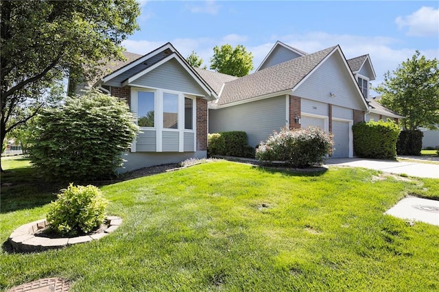 7001 W 157th Ter, Overland Park, KS 66223 - view of front of home featuring brick siding, a front lawn, and driveway