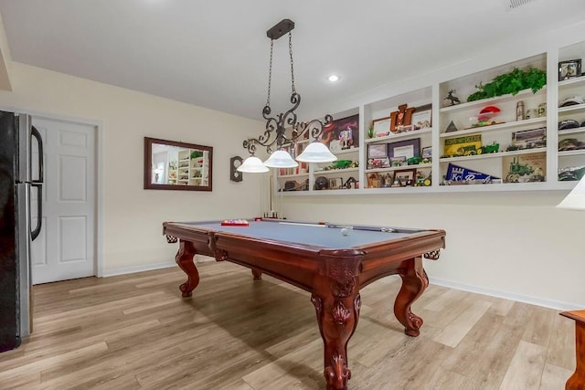 6104 W 144th St, Overland Park, KS 66223 - game room featuring light wood-style flooring, billiards, baseboards, and recessed lighting