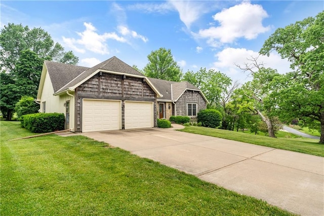20129 W 112th Cir, Olathe, KS 66061 - view of front of home with a garage, concrete driveway, a front yard, and a shingled roof