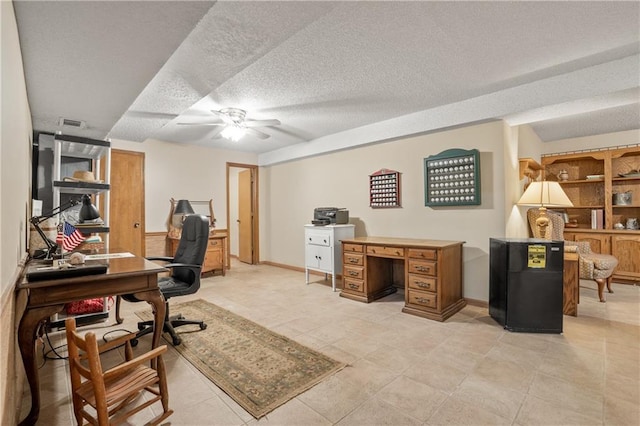 20129 W 112th Cir, Olathe, KS 66061 - office featuring a ceiling fan, baseboards, and a textured ceiling
