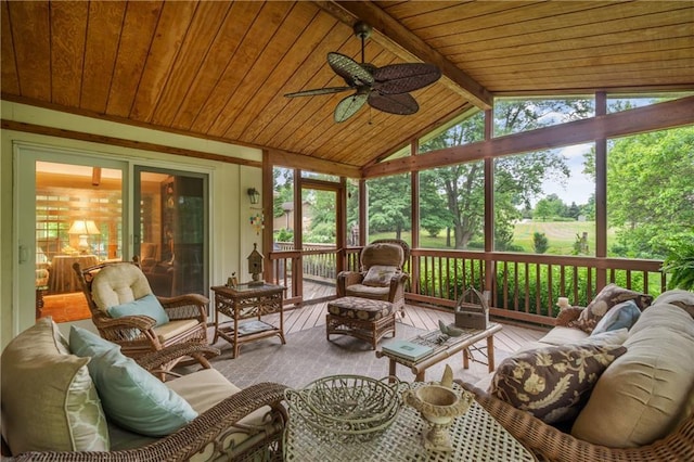 20129 W 112th Cir, Olathe, KS 66061 - sunroom with an outdoor hangout area, a ceiling fan, and plenty of natural light