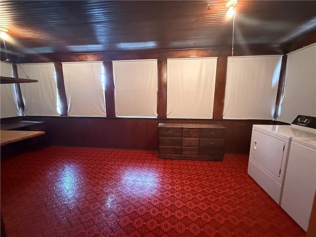 1701 Main St, Lexington, MO 64067 - below grade area with washer and dryer and wood walls