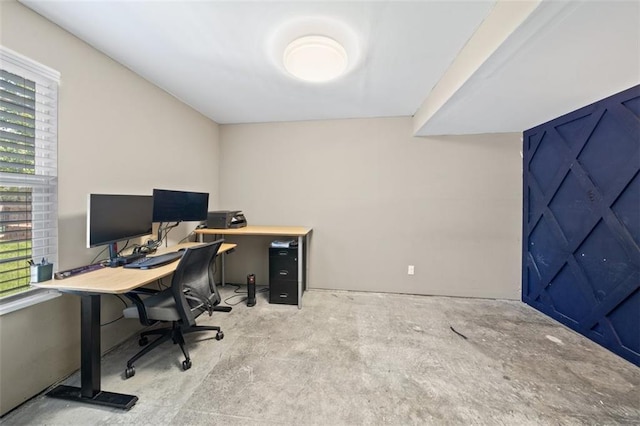 office space with carpet flooring