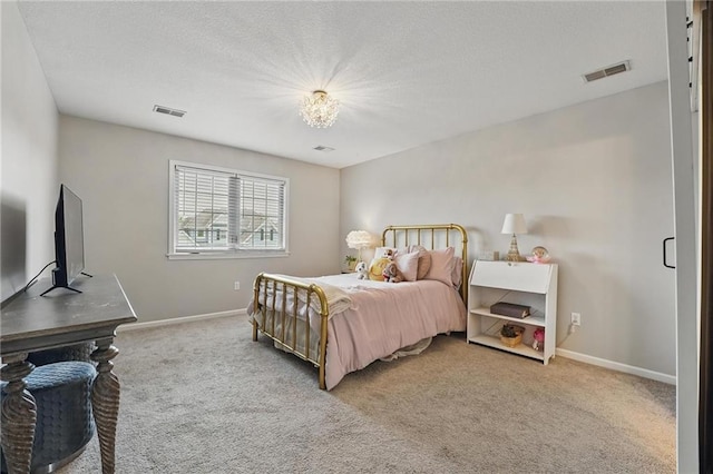 8833 N Crescent Ave, Kansas City, MO 64157 - bedroom with carpet, baseboards, and a chandelier