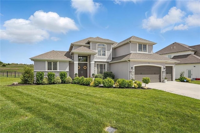 8833 N Crescent Ave, Kansas City, MO 64157 - view of front facade with stone siding, driveway, and an attached garage