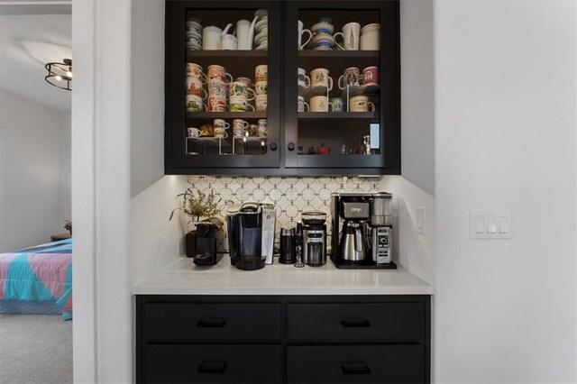 16521 S Stagecoach St, Olathe, KS 66062 - bar featuring tasteful backsplash and carpet floors