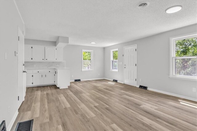 2647 Minnesota Ave, Kansas City, KS 66102 - unfurnished living room with plenty of natural light, light wood-type flooring, baseboards, and a textured ceiling