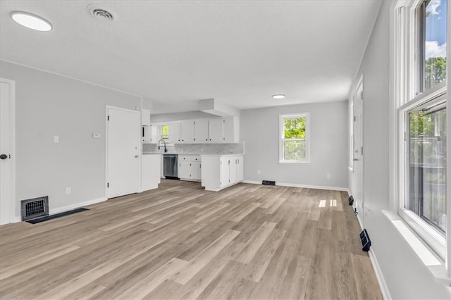 2647 Minnesota Ave, Kansas City, KS 66102 - unfurnished living room featuring light wood-style floors, baseboards, and a sink