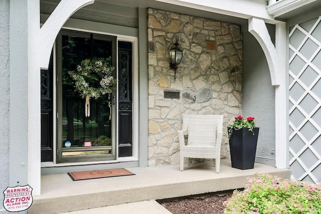 12808 Howe Dr, Leawood, KS 66209 - entrance to property featuring stone siding