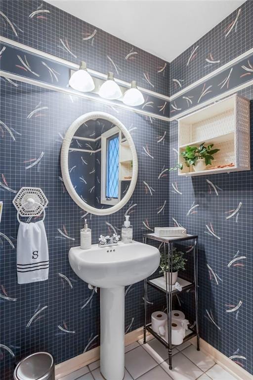 12808 Howe Dr, Leawood, KS 66209 - bathroom featuring tile walls and tile patterned floors